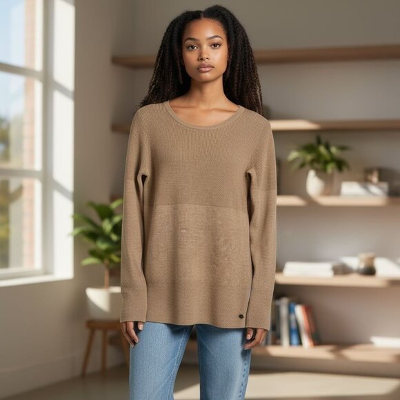 Royal Robbins Women's Wool Blend Camel Brown Textured Knit Sweater Small - Picture 2 of 16